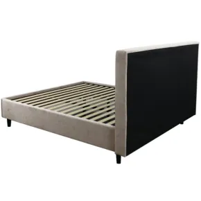 Letto Matrimoniale 160x190 cm Struttura Imbottita Tortora con Rete 2