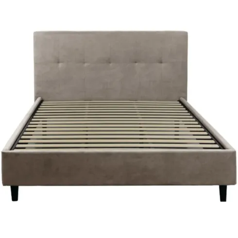 Letto Matrimoniale 160x190 cm Struttura Imbottita Tortora con Rete