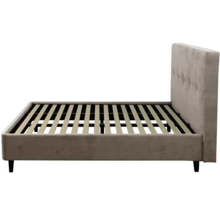 Letto Matrimoniale 160x190 cm Struttura Imbottita Tortora con Rete