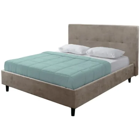 Letto Matrimoniale 160x190 cm Struttura Imbottita Tortora con Rete