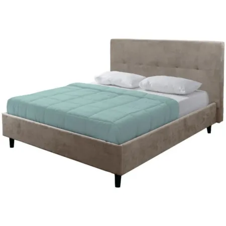 Letto Matrimoniale 160x190 cm Struttura Imbottita Tortora con Rete
