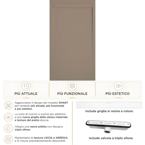 Piatto Doccia Slim Moka in Marmo Resina Filo Pavimento | BricoShop24