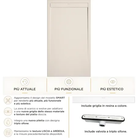 Piatto Doccia Slim Crema Effetto Pietra Filo Pavimento | BricoShop24
