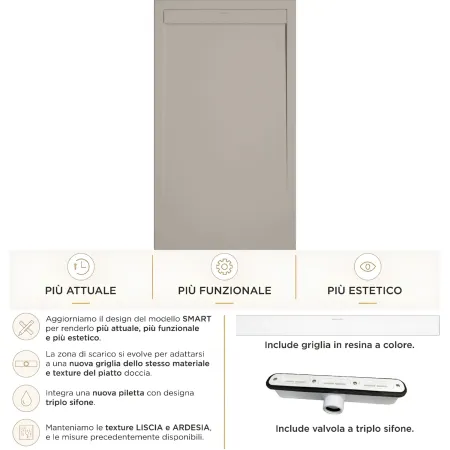Piatto Doccia Slim Effetto Pietra Filo Pavimento Piletta | BricoShop24