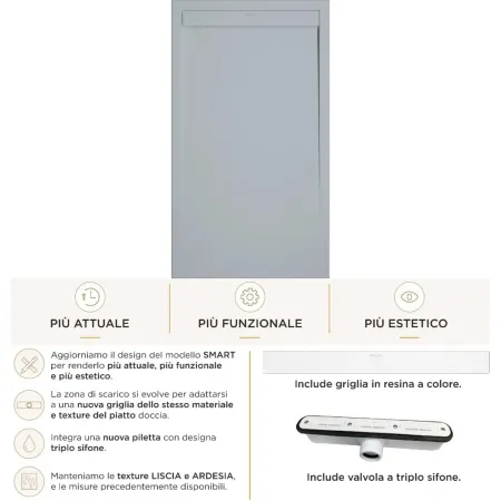 Piatto Doccia Slim Grigio Marmoresina con Piletta Scarico | BricoShop24