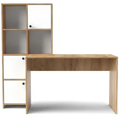 Scrivania con Libreria 6 Vani Rovere Frontali Bianco Studio Camera