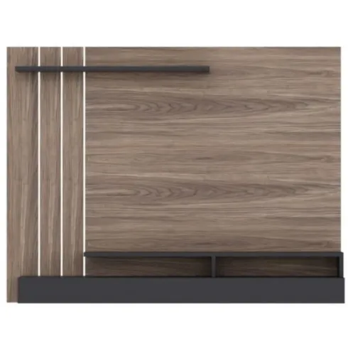 Parete Porta TV 157x21x120 cm Noce Antracite con 2 Mensole Passacavi