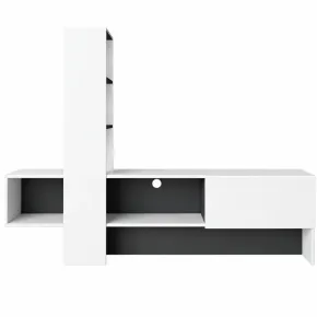 Mobile Porta TV 180x38x138 cm Bianco Antracite con Anta a Ribalta