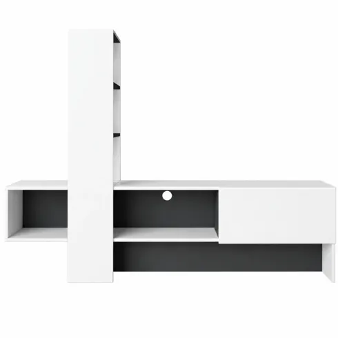 Mobile Porta TV 180x38x138 cm Bianco Antracite con Anta a Ribalta