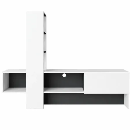 Mobile Porta TV 180x38x138 cm Bianco Antracite con Anta a Ribalta