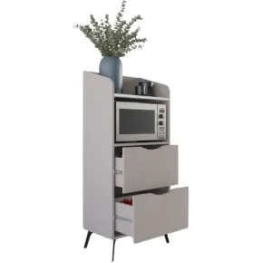 Mobile da cucina Multiuso Tortora Ripiano Bianco con 2 Cassetti Vano 2