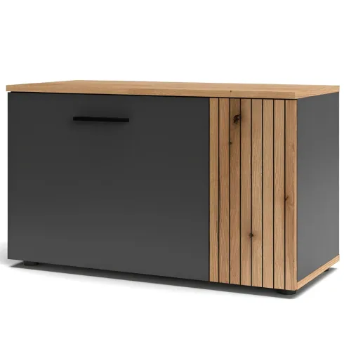 Credenza 2 Ante Reversibile Madia Multiuso Antracite Rovere Soggiorno