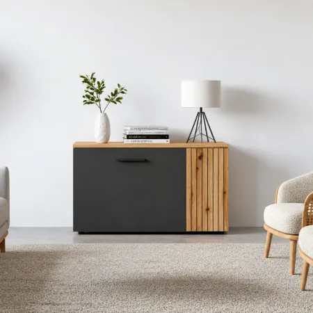 Credenza 2 Ante Reversibile Madia Multiuso Antracite Rovere Soggiorno