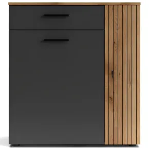 Mobile 2 Ante 1 Cassetto Credenza Multiuso Antracite Rovere Soggiorno 2