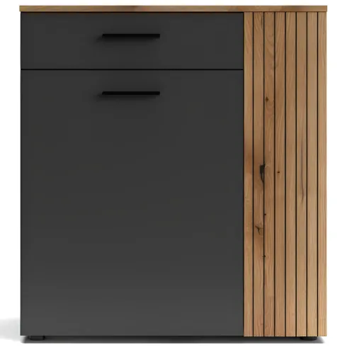 Mobile 2 Ante 1 Cassetto Credenza Multiuso Antracite Rovere Soggiorno