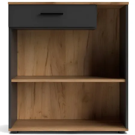 Mobile 2 Ante 1 Cassetto Credenza Multiuso Antracite Rovere Soggiorno