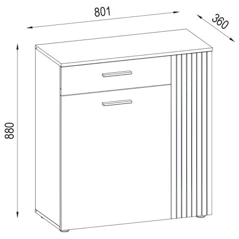 Mobile 2 Ante 1 Cassetto Credenza Multiuso Antracite Rovere Soggiorno