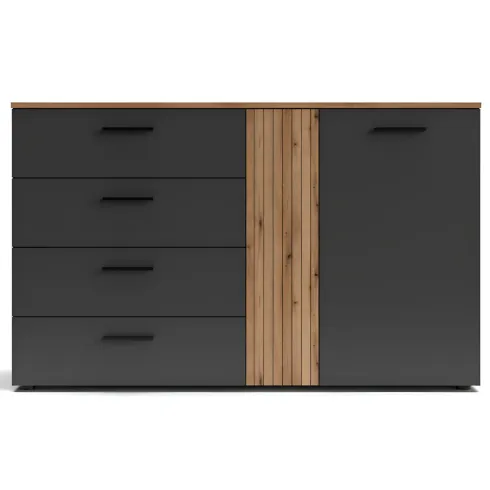 Madia da Soggiorno Reversibile 4 Cassetti Credenza Antracite Rovere