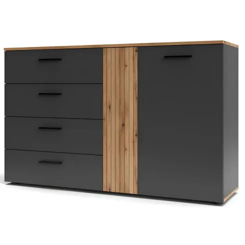 Madia da Soggiorno Reversibile 4 Cassetti Credenza Antracite Rovere