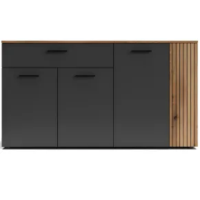 Credenza 4 Ante Cassetto 3 Ripiani Madia da Soggiorno Antracite Rovere 2
