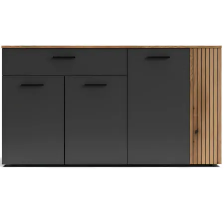 Credenza 4 Ante Cassetto 3 Ripiani Madia da Soggiorno Antracite Rovere