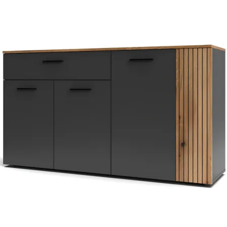 Credenza 4 Ante Cassetto 3 Ripiani Madia da Soggiorno Antracite Rovere