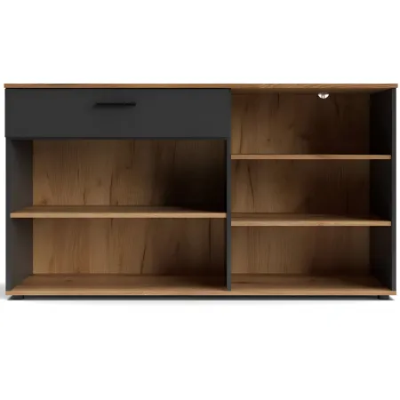 Credenza 4 Ante Cassetto 3 Ripiani Madia da Soggiorno Antracite Rovere