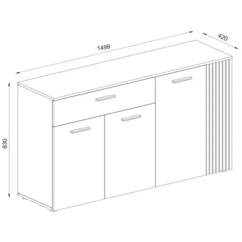 Credenza 4 Ante Cassetto 3 Ripiani Madia da Soggiorno Antracite Rovere