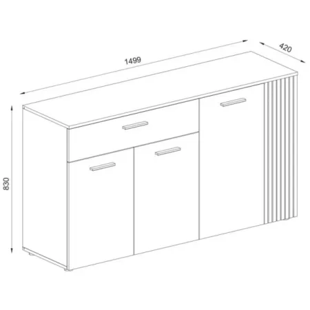 Credenza 4 Ante Cassetto 3 Ripiani Madia da Soggiorno Antracite Rovere
