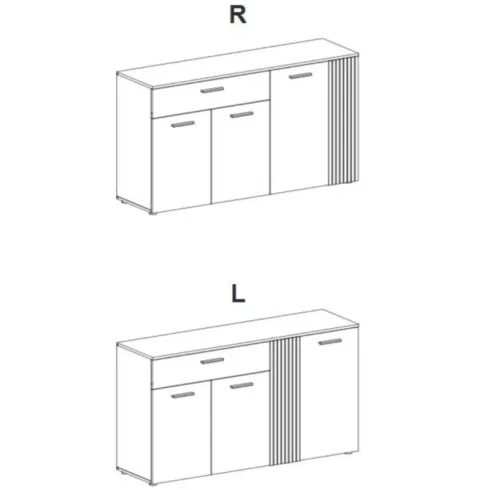 Credenza 4 Ante Cassetto 3 Ripiani Madia da Soggiorno Antracite Rovere