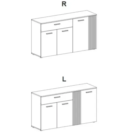 Credenza 4 Ante Cassetto 3 Ripiani Madia da Soggiorno Antracite Rovere
