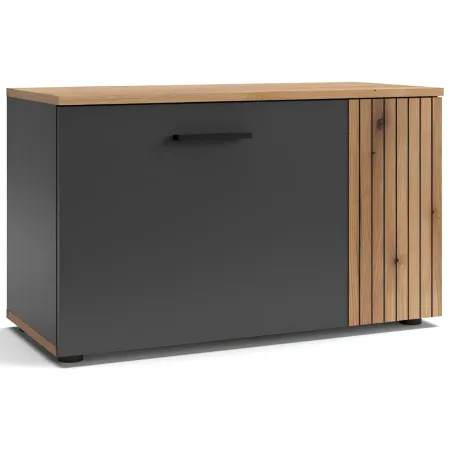 Set Mobile Ingresso Madia 2 Ante Mensola Attaccapanni Antracite Rovere
