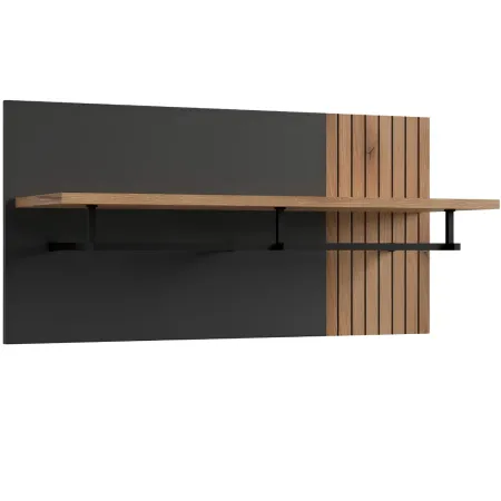 Set Mobile Ingresso Madia 2 Ante Mensola Attaccapanni Antracite Rovere