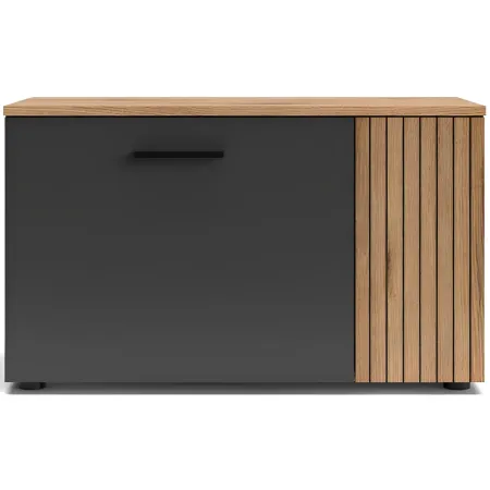 Set Mobile Ingresso Madia 2 Ante Mensola Attaccapanni Antracite Rovere
