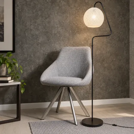 Lampada da Terra 160 cm Nero con Paralume Bianco 60W da Interno