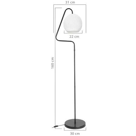 Lampada da Terra 160 cm Nero con Paralume Bianco 60W da Interno