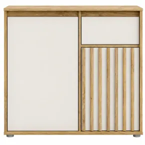 Mobile Multiuso 2 Ante Cassetto Credenza Rovere Beige Ingresso Camera 2
