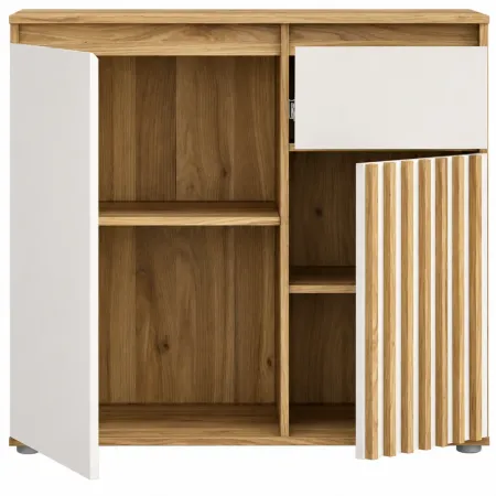 Mobile Multiuso 2 Ante Cassetto Credenza Rovere Beige Ingresso Camera