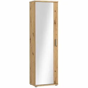 Mobile Scarpiera con Specchio Rovere Armadio Salvaspazio 6 Ripiani