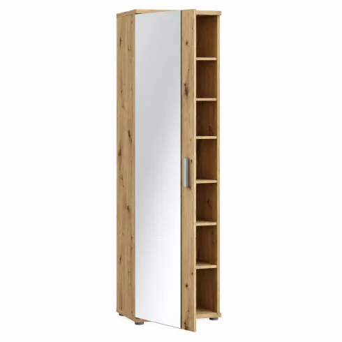 Mobile Scarpiera con Specchio Rovere Armadio Salvaspazio 6 Ripiani