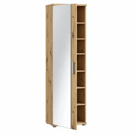 Mobile Scarpiera con Specchio Rovere Armadio Salvaspazio 6 Ripiani