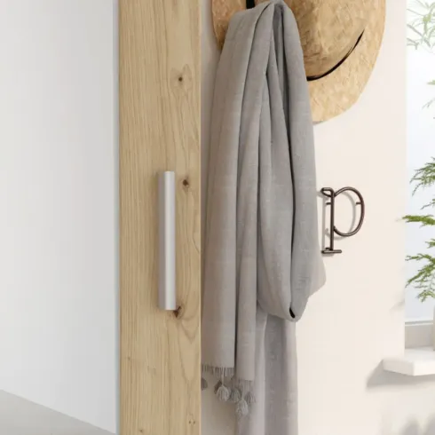 Mobile Scarpiera con Specchio Rovere Armadio Salvaspazio 6 Ripiani