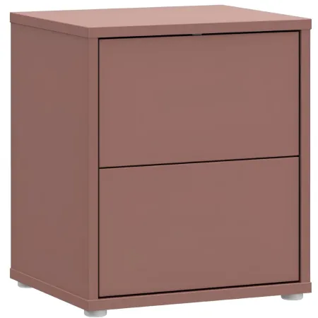 Comodino Camera da Letto 2 Cassetti Rosso Terracotta Moderno 50 cm