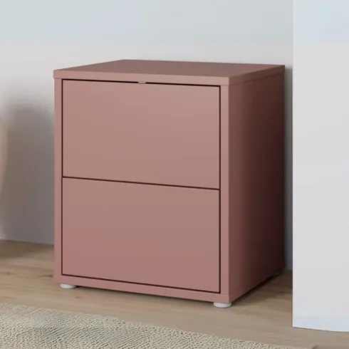Comodino Camera da Letto 2 Cassetti Rosso Terracotta Moderno 50 cm