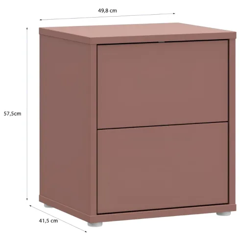 Comodino Camera da Letto 2 Cassetti Rosso Terracotta Moderno 50 cm
