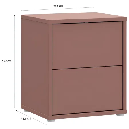 Comodino Camera da Letto 2 Cassetti Rosso Terracotta Moderno 50 cm