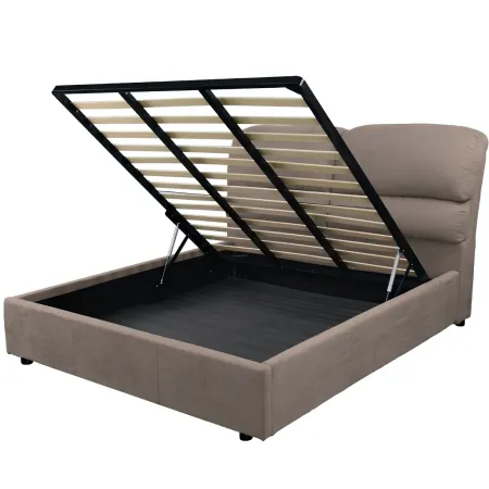 Struttura Letto Matrimoniale Contenitore 160x190 cm Imbottito Tortora