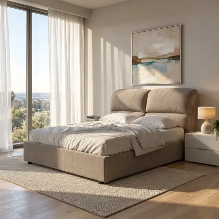 Struttura Letto Matrimoniale Contenitore 160x190 cm Imbottito Tortora