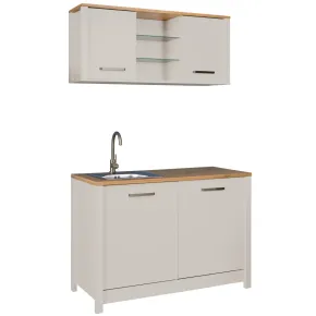 Mobili Cucina Componibile con Base Sottolavello Pensile Beige Rovere