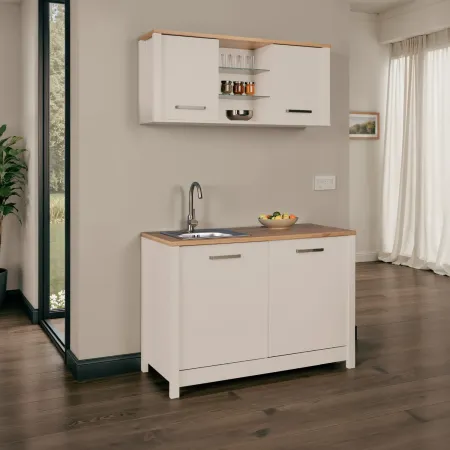 Mobili Cucina Componibile con Base Sottolavello Pensile Beige Rovere